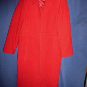 ST2 - ANNE KLEIN Woman's COAT Anne Klein Jacket AK Woman's Red Wool Overcoat